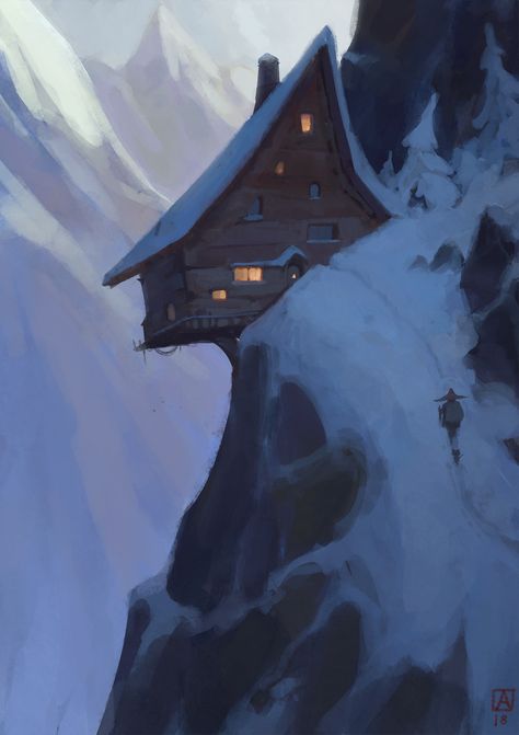 House On Cliff, House On A Cliff, People Paintings, 2160x3840 Wallpaper, Rpg Map, Art People, Landscape Concept, The Cliff, Fantasy Setting