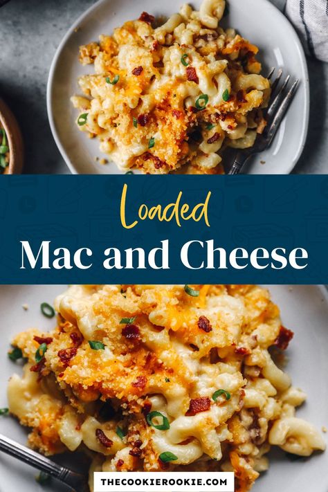 Loaded Mac And Cheese Recipe, Loaded Mac And Cheese, Mac N Cheese Bacon, Fancy Mac And Cheese, Turkey Bacon Recipes, Gourmet Mac And Cheese, Best Mac N Cheese Recipe, Mac And Cheese Casserole, Bacon Casserole