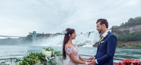 Getting Married on the Hornblower in Niagara Falls | Dream Weddings Officiants Jim And Pam Wedding, Niagara Falls Wedding, Jim And Pam, Bridal Veil Falls, Package Deal, Wedding Officiant, Wedding Lights, Bridal Veil, Niagara Falls