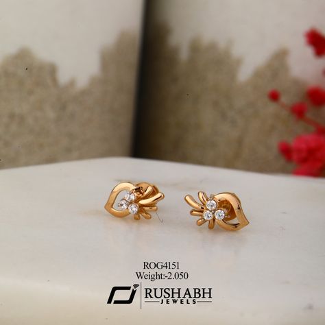 Rushabh Jewels's offers a huge selection of Rose Gold, Yellow Gold & Diamond for Men's, women's & Baby collection. Visit our store in Ahmedabad to checkout more. Ear Studs Indian Gold For Women, Ear Rings For Women In Gold, Gold Daily Wear Earrings, Studs Earrings Gold India, Gold Earrings Studs Simple, Ear Rings For Women, Daily Wear Earrings, Gold Earrings For Kids, Small Earrings Gold