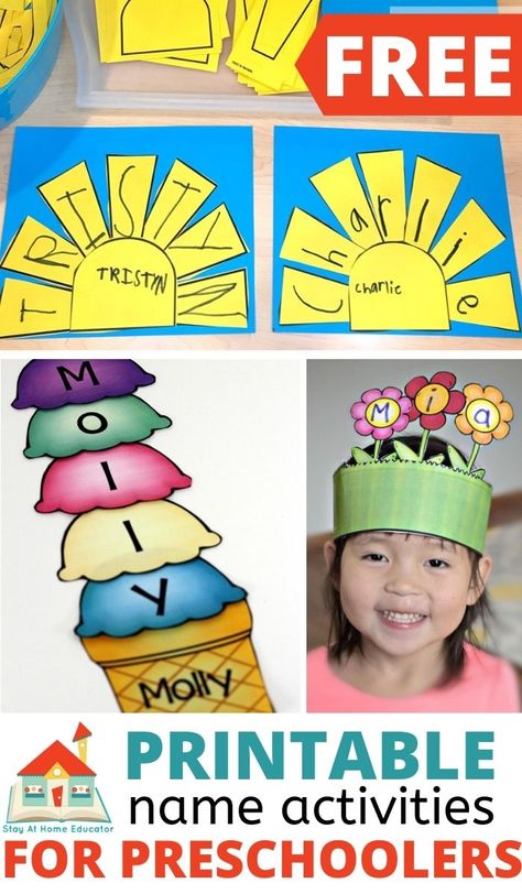 Fun Name Practice Activities, Prek Name Recognition Activities, Find Your Name Preschool, Letters In Name Activities, Name Letter Recognition Preschool, Name Projects For Preschool, Easy Name Crafts Preschool, Name Crafts Free Printable, Name Printables