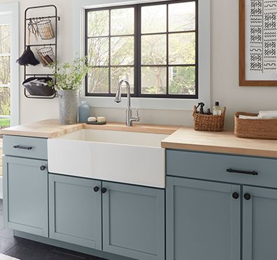 Sw Stardew, Kitchen Cabinet Color, Color Of The Month, Blue Kitchen Cabinets, Sherwin Williams Colors, Cabinet Color, Cabin Kitchens, Kitchen Paint Colors, Sherwin Williams Paint Colors