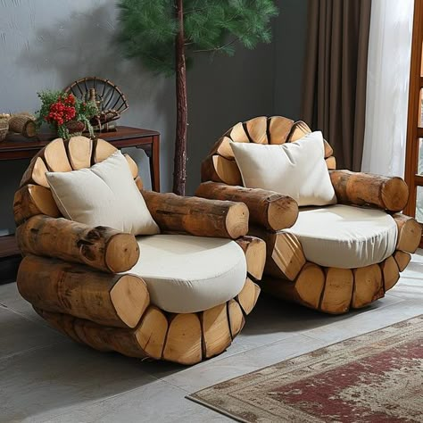 Wood Pallet Creations Tre Kunst, Diy Projektit, Interior Design Per La Casa, Log Furniture, Beautiful Sofas, Diy Sofa, Diy Cardboard Furniture, Funky Painted Furniture, Cardboard Furniture