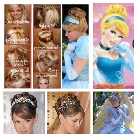 Cinderella hairstyle inspiration #1 Cinderella Updo, Cinderella Hairstyle, Disney Hairstyles, Cabelo Pin Up, Cinderella Outfit, Cinderella Hair, Disney Princess Hairstyles, Disney Races, Belle Hairstyle