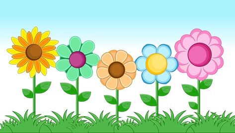 Different types of flower in the garden,... | Premium Vector #Freepik #vector #grass-flower #garden #park #flower-clipart Vector Grass, Garden Cartoon, Grass Clipart, Flowers Cartoon, Flower Fence, Flower Cartoon, Garden Clipart, Cartoon Sun, Spring Garden Flowers