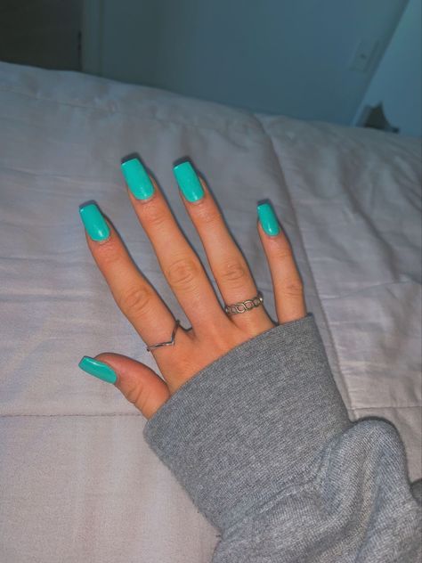 Summer Acrylic Nails Turquoise, Blue Neon Nails Summer, Neon Turquoise Nails, Turqiouse Nails, Bright Turquoise Nails, Turquoise Nails Square, Neon Nails Blue, Neon Blue Nails Design, Green Blue Nails Ideas