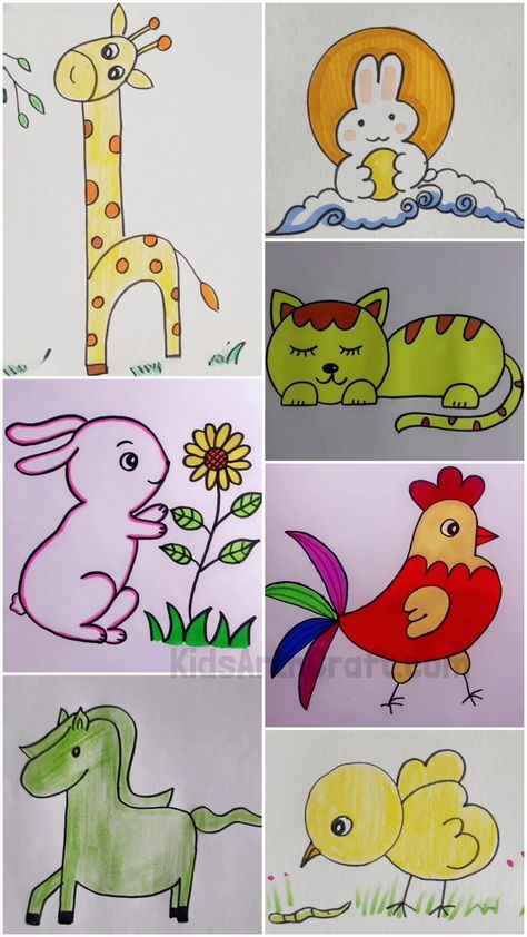 Kids Drawing: Show Some Love To Animals Check more at https://www.kidsartncraft.com/kids-drawing-show-some-love-to-animals/ Domestic Animals Drawing, Drawing Pictures For Kids, Vishwakarma Puja, Child Drawing, Animals Drawing, Easy Animal Drawings, Art Kits For Kids, Bengali Art, Drawing Pictures