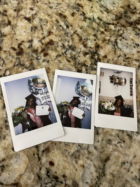 Graduate polaroid picsss🩵 Polaroid Graduation Pictures, Polaroid Graduation, Vintage Graduation, Polaroid Instax, Senior Year Of High School, Graduation Photos, Graduation Pictures, Senior Year, High School Seniors