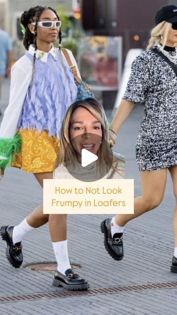 Natalia Denise on Instagram: "How to look chic in loafers #loafers #styletips #fallfashion #howtowear #howtolookexpensive" Winter Outfits With Loafers Women, Women’s Loafers With Socks, Brown Loafers Outfit Women Casual, Lug Loafers For Women Outfit, Socks And Loafers Outfit, Loafers With Dress Outfits, Loafers With Skirt, Loafers And Dress Outfit, White Loafers Outfit Women