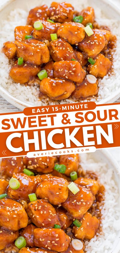 Chinese Chicken Recipes, Averie Cooks, Sweet And Sour Chicken, Sweet Sour Chicken, Better Than Takeout, Sweet N Sour Chicken, 15 Minute Meals, Asian Foods, Chinese Dishes