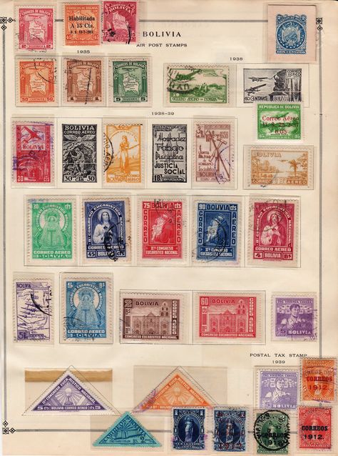 Bolivia - Classic postage stamps, 1935-1940. Airmail Postage Stamps, 1935-1940. Postal Tax Stamps, 1939. Revenue Tax Stamps, 1912-1940. Bolivia, Air Mail, Postage Stamps, Gallery Wall, Stamp, Frame, Home Decor, Home Décor