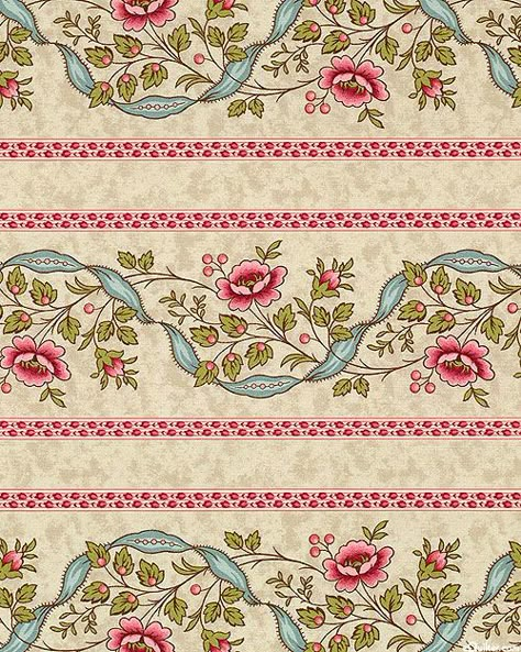 Arbor Rose - Ribbons, Blossoms & Vines Stripe - Latte Tan Indian Elements, Floral Textile, Vintage Flowers Wallpaper, Lotus Art, Geometric Design Art, Paisley Art, Border Embroidery Designs, Border Embroidery, Textile Pattern Design