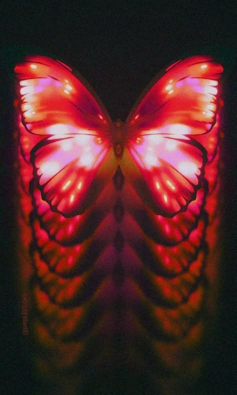 Fairy Y2k Wallpaper, Red Butterfly Wallpaper, Saturation Aesthetic, Interesting Wallpaper, Neon Butterfly, Red Widget, Funky Aesthetic, Dune Art, Future Wallpaper