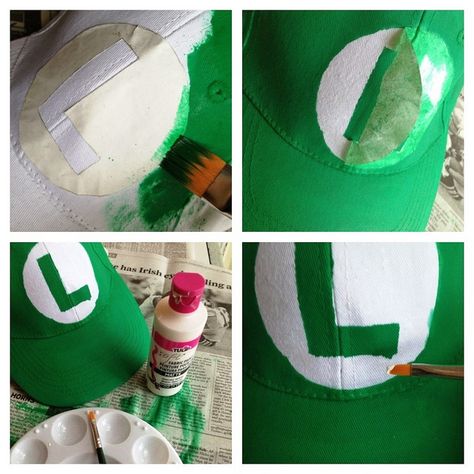 Birdo Mario Costume Diy Women, Lugi And Mario Costumes, Luigi Hat Diy, Diy Luigi Costume For Women, Mario Costume Diy, Mario And Luigi Costumes, Luigi Cosplay, Mario And Luigi Hats, Mario Costumes