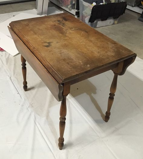 Small Drop Leaf Table Redo, Painting Chairs, Vintage Drop Leaf Table, Drop Leaf Side Table, Refurbished Table, Leaf Tables, Painted Tables, Paint Gallery, Old Tables