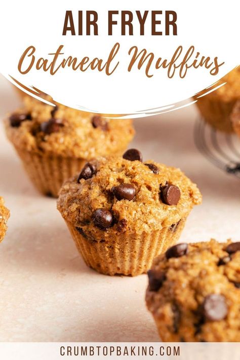 Air Fryer Muffins, Air Fryer Oatmeal, Oat Muffins Healthy, Homemade Oatmeal Cookies, Air Fryer Cake Recipes, Oatmeal Muffins Healthy, Oatmeal Chocolate Chip Muffins, Oatmeal Muffin Recipes, Oats Chocolate