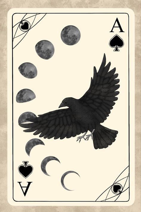 The Moon Tarot Card, The Moon Tarot, Playing Cards Art, Phone Art, Crows Ravens, Matching Wallpaper, Moon Phases, Tarot Cards, Desktop Wallpaper