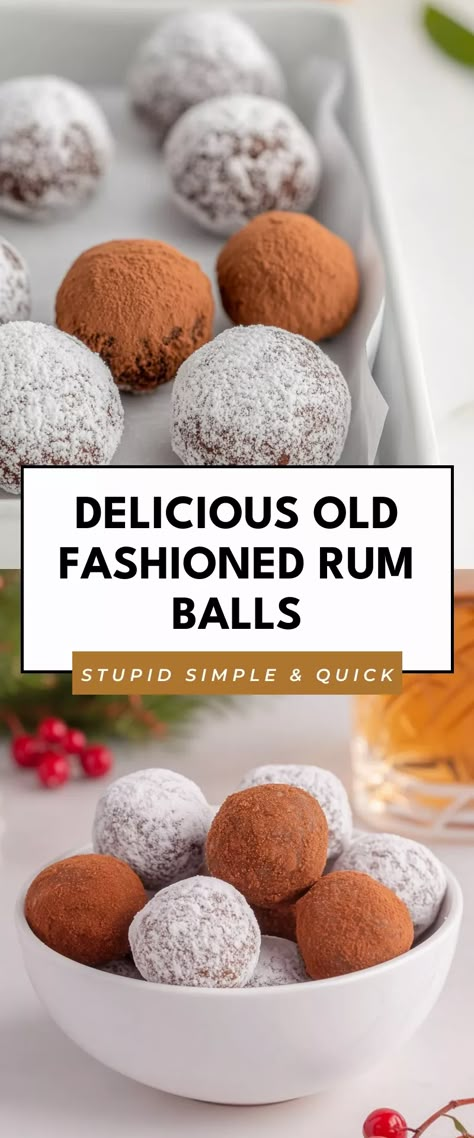 Image for Delicious Old Fashioned Rum Balls Bacardi Rum Balls, Rum Recipes Food, Old Fashioned Rum Balls, Rum Ball Recipe, Christmas Rum Balls, Rum Balls Boozy, Rum Balls No Bake, Amaretto Balls, Rumballs Recipe