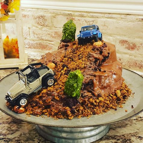 My incredible Birthday Cake!  Not only is it so awesome looking it was so yummy!  #jeep #offroad #4x4 #mudding #birthday  #cake… Offroad Cake Birthday, 4x4 Cake Ideas, Mud Truck Cake, Jeep Cakes For Boys, Off Roading Birthday Party, Jeep Birthday Party Ideas, Off Road Cake, Jeep Birthday Party, Jeep Birthday Cake