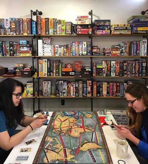 Board Games Room, Board Game Bar, Board Game Shelf, Gaming Cafe, Board Game Room, Board Game Cafe, She Kills Monsters, Game Cafe, Board Game Storage