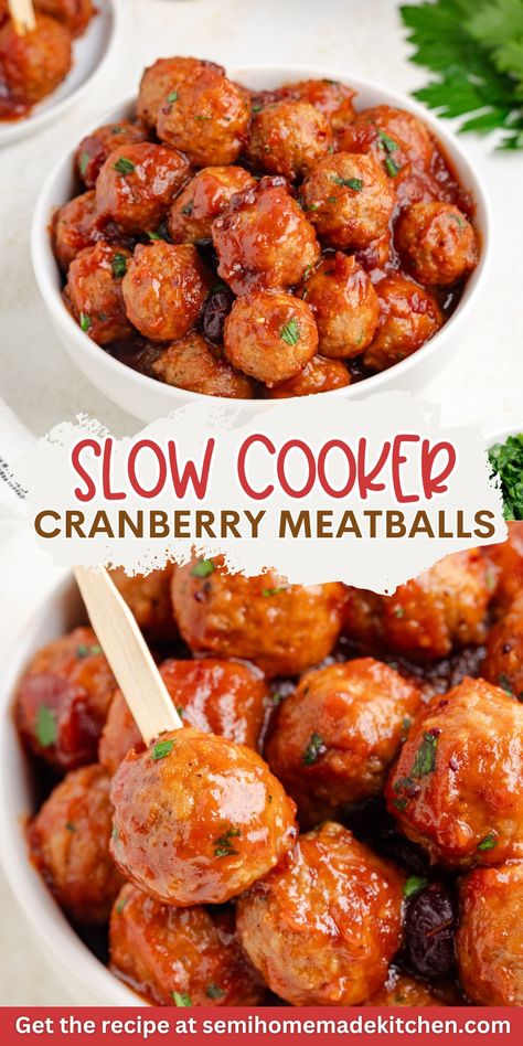 Save time during the busy holiday season with these easy cranberry meatballs. Toss frozen meatballs, cranberry sauce, and chili sauce into the slow cooker, and you’ve got a delicious crockpot appetizer ready to serve. These meatballs are perfect for holiday gatherings, potlucks, or as a quick dinner over mashed potatoes. Head to the blog for the full recipe and tips for success. Appetizer Crockpot Meatballs, Cranberry Turkey Meatballs Crockpot, Turkey Cranberry Meatballs Crockpot, Cranberry Rosemary Meatballs Crockpot, Christmas Party Meatballs, Meatballs Crockpot Cranberry Sauce, Slow Cooker Meatballs Appetizers, Crockpot Appetizers Thanksgiving, Meatballs For Christmas Party