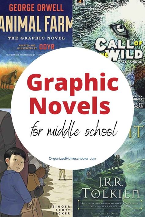 Middle School Graphic Novels, Middle School Homeschool Ideas, Homeschooling Middle School, Middle School Homeschool, Middle School Novel Studies, Language Arts Activities Middle School, Homeschool Middle School Curriculum, Middle School Novels, Lit Circles