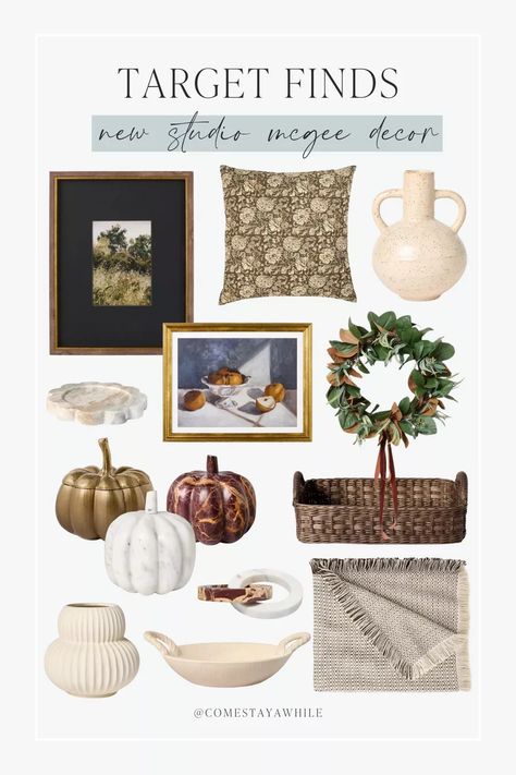 New Studio Mcgee home decor from Target just launched! Affordable artwork, cute fall pumpkins, vases, designer inspired decor, stylish baskets, and much more! Shop now Target! 👏🏻 Target home finds, studio McGee home decor, target home decor, budget-friendly target decor, designer inspired decor. Follow comestayawhile for DIY projects, neutral home decor, skincare routine, women's fashion, lifestyle, parenting, & more! Follow amandalovesamazon for the best deals on home, beauty, & fashion! Fall Target Decor, Mcgee Fall Decor, Studio Mcgee Fall, Stylish Baskets, Studio Mcgee Home, Working Mom Fashion, Target Decor, Mcgee Home, Target Home