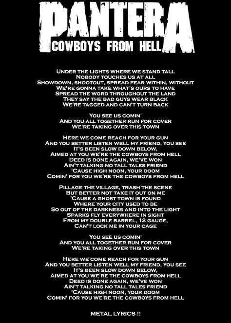 Pantera Lyrics, Metal Lyrics, Pantera Band, Cowboys From Hell, Groove Metal, Heavy Metal Rock, Sepeda Motor, Songs Lyrics, Mother Quotes