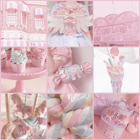 Marshmallow Moodboard, Candy Mood Board, Sweets Moodboard, Cutecore Moodboard, Carnival Moodboard, Pastel Moodboard, Moodboard Pink, Pink Carnival, Pink Sweets