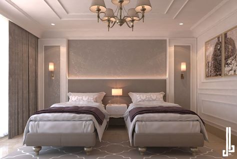 Classic Style Bedroom, Twin Beds Guest Room, Luxury Bed Frames, Luxury Kids Bedroom, Grey Bedroom Decor, Guest Bedroom Design, Luxury Living Room Decor, Bedroom Interior Design Luxury, Room Furniture Design