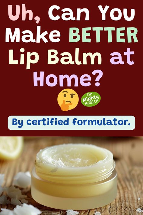 DIY lip balm. Text reads: Uh, can you really make better lip balm at home? By certified formulator. Soft Lip Balm Recipe, Easy School Makeup, Homemade Chapstick, Simple Makeup For Teens, Lip Balm At Home, Diy Lip Mask, Easy Lip Balm, Winter Lip Balm, Nancy Birtwhistle