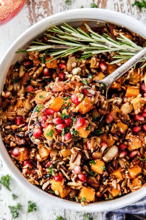 wild rice with butternut squash Salad With Wild Rice, Wild Rice Squash, Wild Rice Casserole Vegetarian, Winter Rice Recipes, Holiday Rice Recipes, Wild Rice Side Dish, Wild Rice Recipe, Butternut Squash Sweet, Wild Rice Recipes