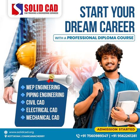 professional diploma courses Course Poster Design, Mep Engineering, Piping Engineering, Civil Engineering Courses, Engineering Poster, Engineering Civil, Electrical Cad, College Poster, Admissions Poster