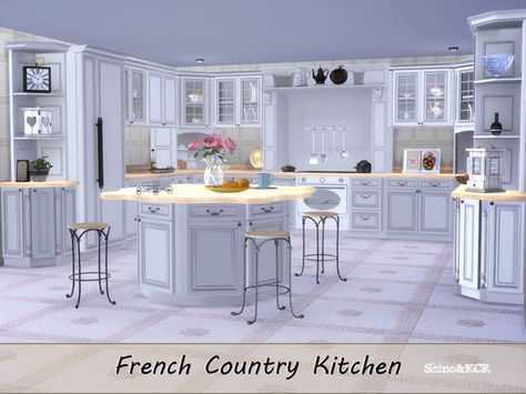 ShinoKCR's Kitchen French Country Kitchen French Country, Princess Kitchen, Kitchen Background, Kitchen French, Sims 4 Kitchen, The Sims 4 Pc, Country Kitchen Designs, Sims 4 House Building, Yellow Design