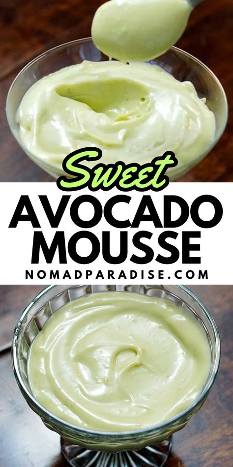 Creme de Abacate (Sweet Avocado Mousse) is the Green Dessert You Never Knew You Needed Avo Mousse, Avocado Mousse 3 Ingredient, Avacado Mousse, Avocado Cacao Mousse, Avocado Mousse Recipe, Avocado Frosting, Argentinian Food, Avocado Mousse, Avocado Pudding