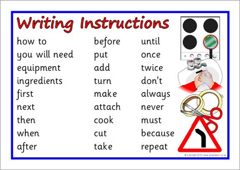 Instructions word mat (SB3600) - SparkleBox Writing Instructions Ks1, Words For Writing, Procedural Writing, End Of The Road, Writing Instruction, Keep Walking, Word Bank, English Resources, The Pub