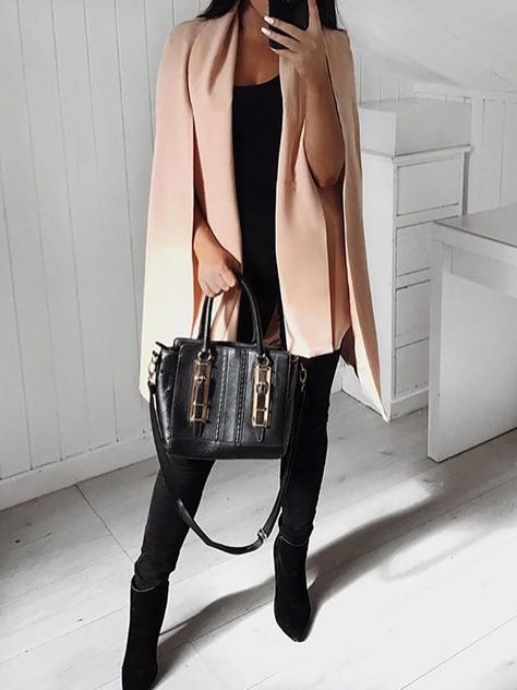 【BQ Black Friday Sales】Up to 80% OFF! Trendy Cape Sleeve Blazer Coat Cape Sleeve Blazer, Cape Fashion, Cape Blazer, Blazer Outfit, Cape Sleeves, Tailored Blazer, Work Attire, Blazer Dress, Outfit Idea