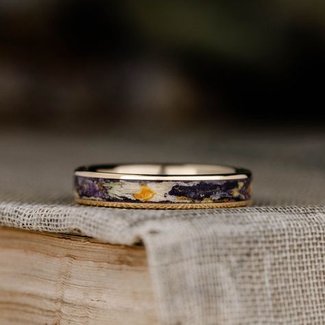 Introducing The Morisot - our exquisite women's gold wedding band, delicately crafted with the intricate beauty of lilacs and chrysanthemums. With its stunning floral design and timeless elegance, this women's gold wedding band is the perfect choice for brides who appreciate the finer things in life. Whether worn alone or paired with a matching engagement ring, this ring embodies both elegance and grace, making it the perfect symbol of love and commitment for your special day. The Morisot Ring F Wedding Ring Bands Women, Stoneless Engagement Ring, Earthy Wedding Rings, Matching Engagement Rings, Special Wedding Rings, Unique Wedding Bands For Women, Recycled Gold Ring, Floral Wedding Band, Nature Wedding Ring