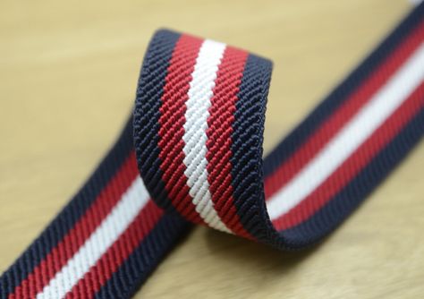 1.5" 38mm wide Vintage Thick Striped Waistband Elastic by the Yard Mens Polos, Sewing Elastic, Storing Craft Supplies, Elastic Ribbon, Sports Graphic Design, Fashion Illustrator, Twill Tape, Elastic Band, Smocking