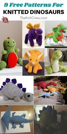 Knitted Dinosaur, Knitted Toy Patterns, Bear Knitting Pattern, Dinosaur Patterns, Knitting Projects Free, Knitted Toys Free, Teddy Bear Knitting Pattern, Knitted Stuffed Animals, Christmas Knitting Patterns Free