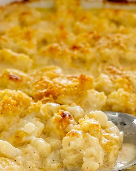 This Cauliflower Au Gratin is a decadently creamy dish baked in a cheesy bechamel sauce, topped with loads more cheese & crunchy breadcrumbs. #cauliflower #augratin #recipe Augratin Cauliflower, Cauliflower Au Gratin, Au Gratin Recipes, Veggie Casserole, Jo Cooks, Cauliflower Dishes, Roasted Vegetable Recipes, Healthy Vegetable Recipes, Cauliflower Casserole