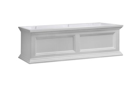 Mayne window box White Window Boxes, Winter Window Boxes, Window Planter, Window Planters, Trough Planters, Decorative Brackets, Winter Window, Window Planter Boxes, Plastic Windows