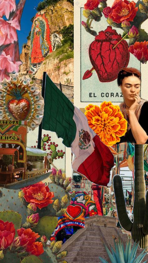 Wallpaper Backgrounds Mexican Art, Mexican Collage Art, Michoacan Mexico Art, Mexican Culture Wallpaper, Mexican Cute Wallpaper, Mexican Flowers Aesthetic, Mexico Collage Wallpaper, Mexican Asthetic Picture, Mexican Theme Background