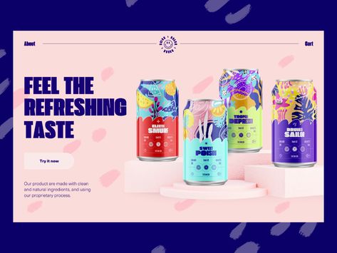 Drinks Ecommerce Website Design Web Layout Inspiration, Web Design Inspiration Layout, Colorful Website Design, Ui Design Principles, Interactive Web Design, Website Banner Design, Web Design Packages, Banner Design Inspiration, Ecommerce Design