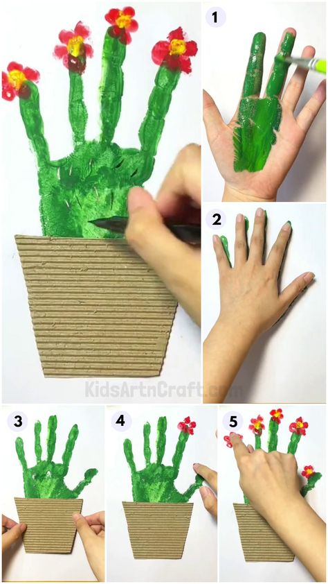 DIY Handprint Cactus Artwork For kids To Try At Home Hand Print Cactus, Cactus Handprint Art, Hispanic Heritage Month Crafts, Artwork For Kids, Cactus Artwork, Mexico Crafts, Rocket Craft, Gardening Club, Spoon Craft