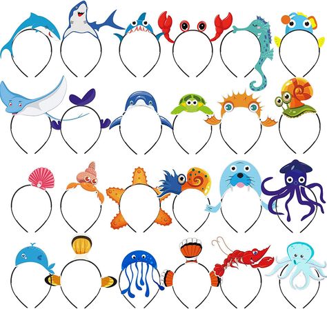 Sea Animal Party, Sea Themed Birthday Party, Ocean Party Favors, Ocean Theme Party Decorations, Animal Headbands, Ocean Theme Birthday, Animal Theme Birthday, Ocean Birthday Party, Ocean Theme Party