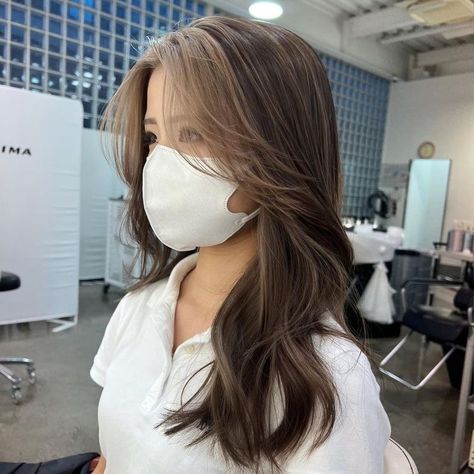 Light Brown Hair Cool Skin Tone, Japanese Balayage, Dyed Asian Hair Colour, Mushroom Brown Hair Asian, Mushroom Brown Hair Color Asian, Brown Hair With Highlights Asian, Mushroom Brown Babylights, Korean Balayage, Asian Ash Brown Hair