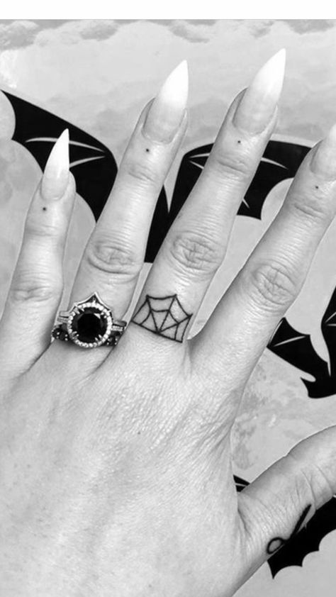 #tattoos #fingertattoos #spiderweb #smalltattoos Spiderweb Tattoo Between Fingers, Finger Spider Web Tattoo, Spiderweb Wrist Tattoo, Small Spiderweb Tattoo, Spiderweb Finger Tattoo, Dainty Spider Web Tattoo, Spider Web Finger Tattoo, Bat Finger Tattoo, Hand Tattoos Spider