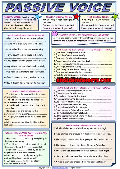 Present And Past Passive Worksheet, Passive Voice Past Simple Worksheet, Past Simple Passive Worksheet, Present Simple Passive Worksheet, Past Passive Worksheet, Passive Worksheet, English For Students, Advanced Grammar, English Grammar Notes