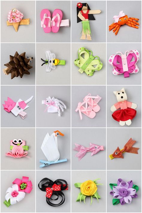 Varias ideas de pequeños adornos, flores animales etc con cinta #ribbons                                                                                                                                                     Más Ribbon Sculptures, Ribbon Craft, Folding Origami, Ribbon Sculpture, Types Of Hair, Diy Bows, Hair Ribbons, Bow Making, Ribbon Art